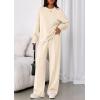 imagePRETTYGARDEN 2 Piece Sets For Women Fall Trendy Long Sleeve Sweatshirt Wide Leg Pants Loungewear Set Matching SweatsuitBeige