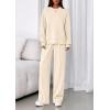 imagePRETTYGARDEN 2 Piece Sets For Women Fall Trendy Long Sleeve Sweatshirt Wide Leg Pants Loungewear Set Matching SweatsuitBeige