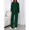 imagePRETTYGARDEN 2 Piece Sets For Women Fall Trendy Long Sleeve Sweatshirt Wide Leg Pants Loungewear Set Matching SweatsuitDark Green