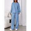 imagePRETTYGARDEN 2 Piece Sets For Women Fall Trendy Long Sleeve Sweatshirt Wide Leg Pants Loungewear Set Matching SweatsuitLight Blue