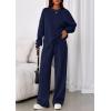 imagePRETTYGARDEN 2 Piece Sets For Women Fall Trendy Long Sleeve Sweatshirt Wide Leg Pants Loungewear Set Matching SweatsuitNavy