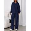 imagePRETTYGARDEN 2 Piece Sets For Women Fall Trendy Long Sleeve Sweatshirt Wide Leg Pants Loungewear Set Matching SweatsuitNavy