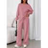 imagePRETTYGARDEN 2 Piece Sets For Women Fall Trendy Long Sleeve Sweatshirt Wide Leg Pants Loungewear Set Matching SweatsuitPink
