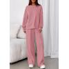 imagePRETTYGARDEN 2 Piece Sets For Women Fall Trendy Long Sleeve Sweatshirt Wide Leg Pants Loungewear Set Matching SweatsuitPink