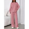imagePRETTYGARDEN 2 Piece Sets For Women Fall Trendy Long Sleeve Sweatshirt Wide Leg Pants Loungewear Set Matching SweatsuitPink