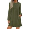 imagePRETTYGARDEN Fall Dresses for Women 2025 Long Sleeve Mini Short Flowy A Line Casual Holiday Party Tunic Dress Fashion ClothesArmy Green