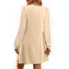 imagePRETTYGARDEN Fall Dresses for Women 2025 Long Sleeve Mini Short Flowy A Line Casual Holiday Party Tunic Dress Fashion ClothesBeige