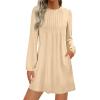 imagePRETTYGARDEN Fall Dresses for Women 2025 Long Sleeve Mini Short Flowy A Line Casual Holiday Party Tunic Dress Fashion ClothesBeige