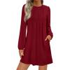 imagePRETTYGARDEN Fall Dresses for Women 2025 Long Sleeve Mini Short Flowy A Line Casual Holiday Party Tunic Dress Fashion ClothesBurgundy