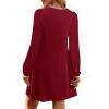 imagePRETTYGARDEN Fall Dresses for Women 2025 Long Sleeve Mini Short Flowy A Line Casual Holiday Party Tunic Dress Fashion ClothesBurgundy