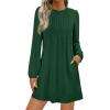 imagePRETTYGARDEN Fall Dresses for Women 2025 Long Sleeve Mini Short Flowy A Line Casual Holiday Party Tunic Dress Fashion ClothesDark Green