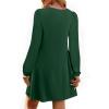 imagePRETTYGARDEN Fall Dresses for Women 2025 Long Sleeve Mini Short Flowy A Line Casual Holiday Party Tunic Dress Fashion ClothesDark Green