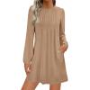 imagePRETTYGARDEN Fall Dresses for Women 2025 Long Sleeve Mini Short Flowy A Line Casual Holiday Party Tunic Dress Fashion ClothesKhaki