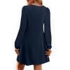 imagePRETTYGARDEN Fall Dresses for Women 2025 Long Sleeve Mini Short Flowy A Line Casual Holiday Party Tunic Dress Fashion ClothesNavy Blue