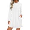imagePRETTYGARDEN Fall Dresses for Women 2025 Long Sleeve Mini Short Flowy A Line Casual Holiday Party Tunic Dress Fashion ClothesWhite