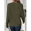 imagePRETTYGARDEN Fall Fashion 2025 Long Sleeve Shirts for Women Ribbed Knit V Neck Dressy Casual Lightweight Sweaters Tunic TopsArmy Green