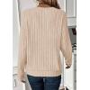 imagePRETTYGARDEN Fall Fashion 2025 Long Sleeve Shirts for Women Ribbed Knit V Neck Dressy Casual Lightweight Sweaters Tunic TopsBeige