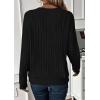 imagePRETTYGARDEN Fall Fashion 2025 Long Sleeve Shirts for Women Ribbed Knit V Neck Dressy Casual Lightweight Sweaters Tunic TopsBlack