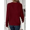 imagePRETTYGARDEN Fall Fashion 2025 Long Sleeve Shirts for Women Ribbed Knit V Neck Dressy Casual Lightweight Sweaters Tunic TopsBurgundy