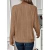 imagePRETTYGARDEN Fall Fashion 2025 Long Sleeve Shirts for Women Ribbed Knit V Neck Dressy Casual Lightweight Sweaters Tunic TopsKhaki