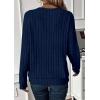 imagePRETTYGARDEN Fall Fashion 2025 Long Sleeve Shirts for Women Ribbed Knit V Neck Dressy Casual Lightweight Sweaters Tunic TopsNavy Blue