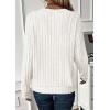 imagePRETTYGARDEN Fall Fashion 2025 Long Sleeve Shirts for Women Ribbed Knit V Neck Dressy Casual Lightweight Sweaters Tunic TopsWhite
