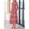 imagePRETTYGARDEN Long Sleeve Dress for Women 2025 Fall Elegant Modest Floral Boho Smocked Flowy Wedding Guest Midi DressesBean Paste Pink