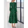 imagePRETTYGARDEN Long Sleeve Dress for Women 2025 Fall Elegant Modest Floral Boho Smocked Flowy Wedding Guest Midi DressesDark Green