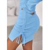 imagePRETTYGARDEN Long Sleeve Dress for Women Early Fall Fashion 2025 Cocktail Party Bodycon Off The Shoulder Mini Ruched DressesLight Blue
