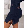 imagePRETTYGARDEN Long Sleeve Dress for Women Early Fall Fashion 2025 Cocktail Party Bodycon Off The Shoulder Mini Ruched DressesNavy Blue