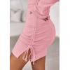 imagePRETTYGARDEN Long Sleeve Dress for Women Early Fall Fashion 2025 Cocktail Party Bodycon Off The Shoulder Mini Ruched DressesPink