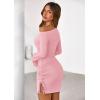 imagePRETTYGARDEN Long Sleeve Dress for Women Early Fall Fashion 2025 Cocktail Party Bodycon Off The Shoulder Mini Ruched DressesPink
