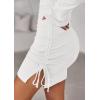 imagePRETTYGARDEN Long Sleeve Dress for Women Early Fall Fashion 2025 Cocktail Party Bodycon Off The Shoulder Mini Ruched DressesWhite