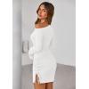imagePRETTYGARDEN Long Sleeve Dress for Women Early Fall Fashion 2025 Cocktail Party Bodycon Off The Shoulder Mini Ruched DressesWhite