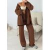 imagePRETTYGARDEN Lounge Sets for Women Fall 2025 Loungewear 2 Piece Outfits Cardigan Sweaters Track Suit Matching Winter ClothingCoffee