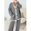 imagePRETTYGARDEN Lounge Sets for Women Fall 2025 Loungewear 2 Piece Outfits Cardigan Sweaters Track Suit Matching Winter ClothingGrey