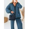 imagePRETTYGARDEN Lounge Sets for Women Fall 2025 Loungewear 2 Piece Outfits Cardigan Sweaters Track Suit Matching Winter ClothingGrey Blue