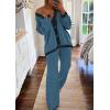 imagePRETTYGARDEN Lounge Sets for Women Fall 2025 Loungewear 2 Piece Outfits Cardigan Sweaters Track Suit Matching Winter ClothingGrey Blue