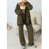 imagePRETTYGARDEN Lounge Sets for Women Fall 2025 Loungewear 2 Piece Outfits Cardigan Sweaters Track Suit Matching Winter ClothingKhaki Green