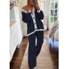 imagePRETTYGARDEN Lounge Sets for Women Fall 2025 Loungewear 2 Piece Outfits Cardigan Sweaters Track Suit Matching Winter ClothingNavy