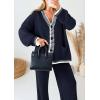 imagePRETTYGARDEN Lounge Sets for Women Fall 2025 Loungewear 2 Piece Outfits Cardigan Sweaters Track Suit Matching Winter ClothingNavy