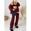 imagePRETTYGARDEN Lounge Sets for Women Fall 2025 Loungewear 2 Piece Outfits Cardigan Sweaters Track Suit Matching Winter ClothingWine Red
