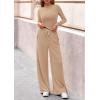 imagePRETTYGARDEN Matching Sets Women Clothing 2025 Fall Fashion Travel 2 Piece Lounge Sets Long Sleeve Crop Top Wide Leg PantsApricot