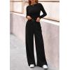 imagePRETTYGARDEN Matching Sets Women Clothing 2025 Fall Fashion Travel 2 Piece Lounge Sets Long Sleeve Crop Top Wide Leg PantsBlack