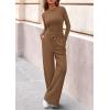 imagePRETTYGARDEN Matching Sets Women Clothing 2025 Fall Fashion Travel 2 Piece Lounge Sets Long Sleeve Crop Top Wide Leg PantsDark Khaki