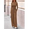 imagePRETTYGARDEN Matching Sets Women Clothing 2025 Fall Fashion Travel 2 Piece Lounge Sets Long Sleeve Crop Top Wide Leg PantsDark Khaki