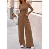 imagePRETTYGARDEN Matching Sets Women Clothing 2025 Fall Fashion Travel 2 Piece Lounge Sets Long Sleeve Crop Top Wide Leg PantsDark Khaki