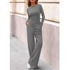 imagePRETTYGARDEN Matching Sets Women Clothing 2025 Fall Fashion Travel 2 Piece Lounge Sets Long Sleeve Crop Top Wide Leg PantsGrey