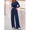 imagePRETTYGARDEN Matching Sets Women Clothing 2025 Fall Fashion Travel 2 Piece Lounge Sets Long Sleeve Crop Top Wide Leg PantsNavy