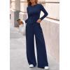 imagePRETTYGARDEN Matching Sets Women Clothing 2025 Fall Fashion Travel 2 Piece Lounge Sets Long Sleeve Crop Top Wide Leg PantsNavy